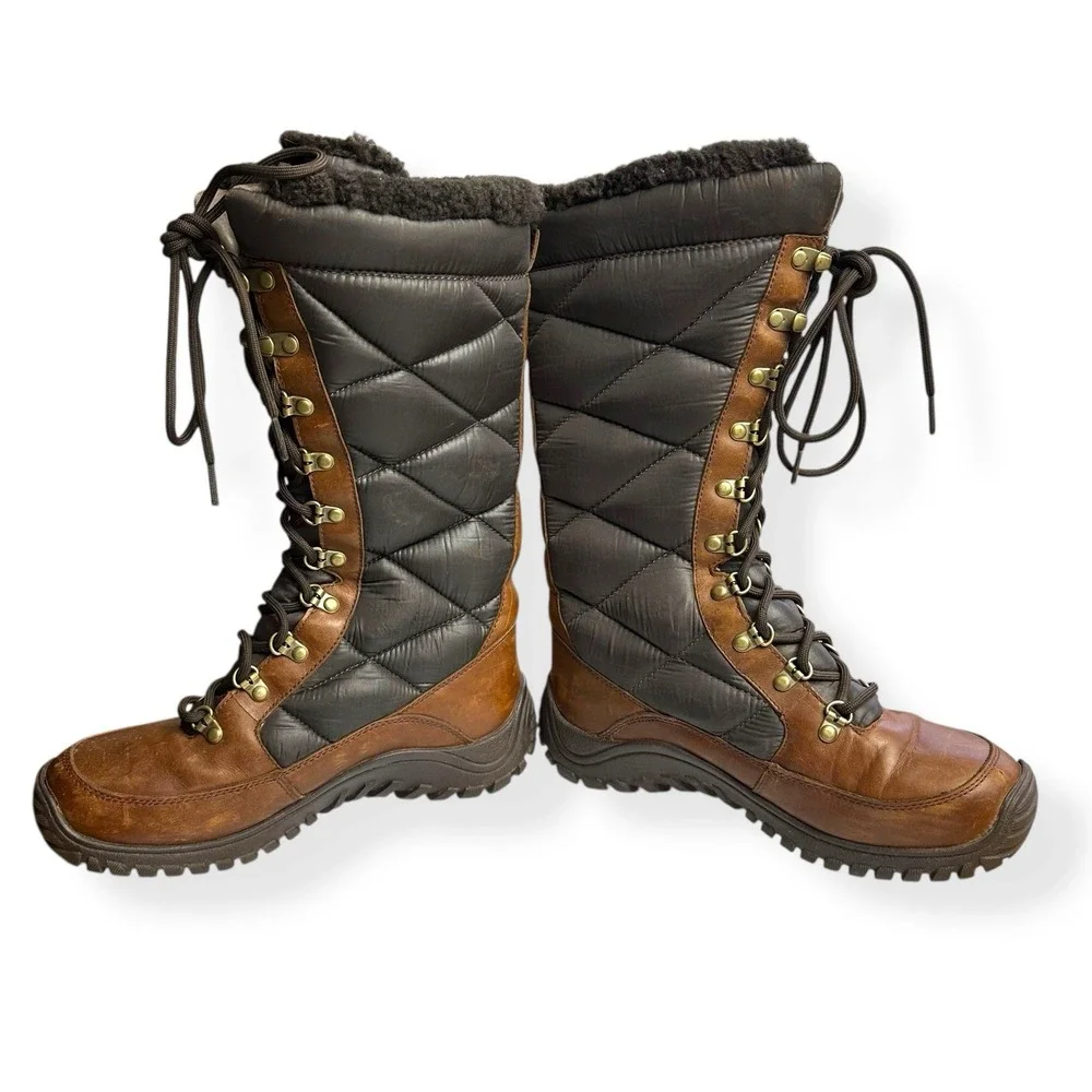 UGG Australia Women's Kintla Boots‎ Leather Quilted Two Tone Brownstone US 7